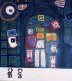 Heizkörper in einem Architektenhaus im Saarland  frei nach Hundertwasser